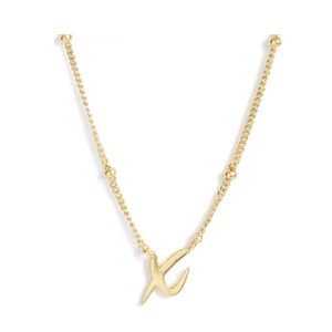 Argento Vivo X Sterling Silver Rondelle Script Initial Pendant Necklace Gold X